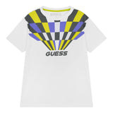Guess T-Shirt Rundhals Einfarbig Mit Print Weiß Für Neugeborene