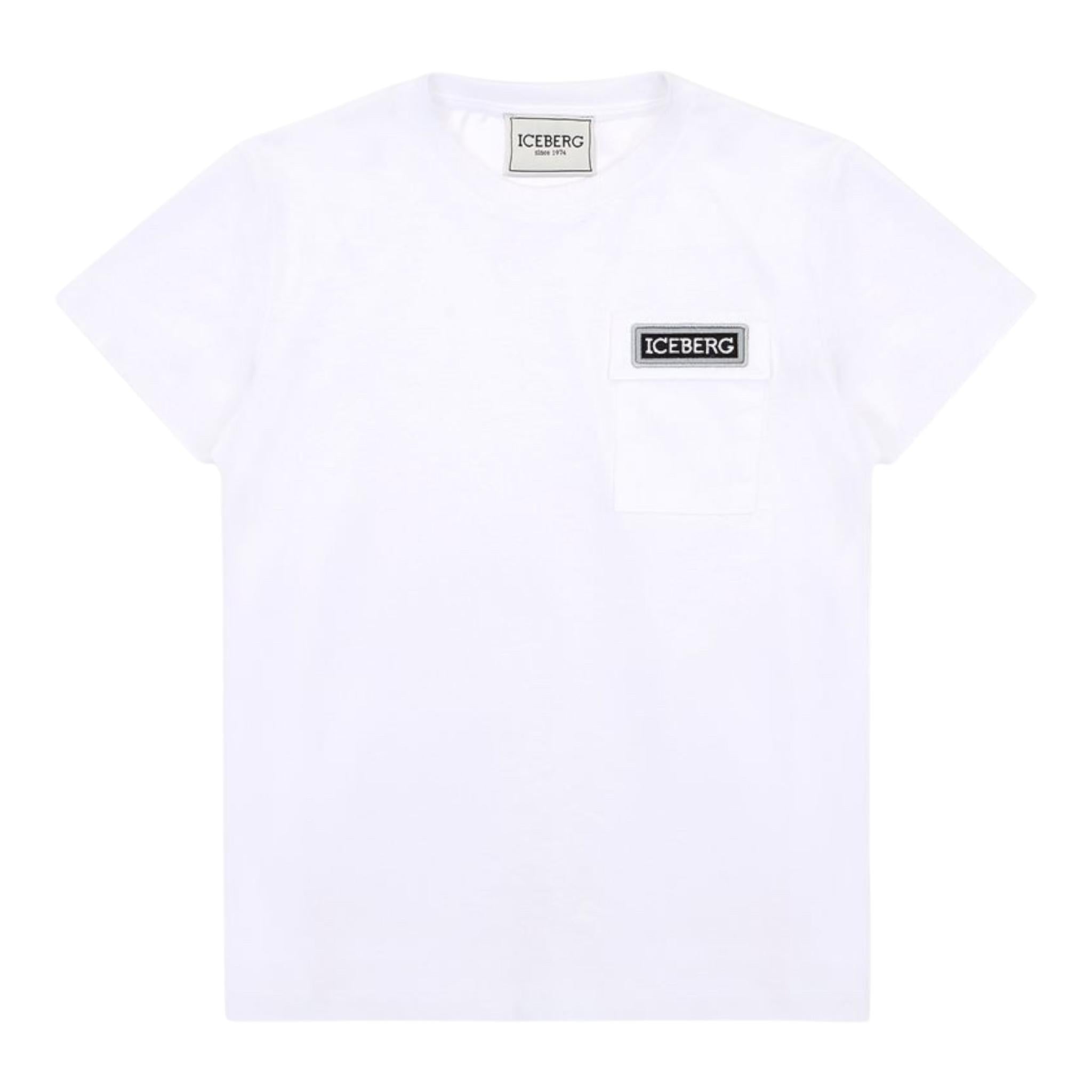 Iceberg T-Shirt Girocollo Tinta Unita per Bambino TSICE5103J BIANCO ICEBERG 
