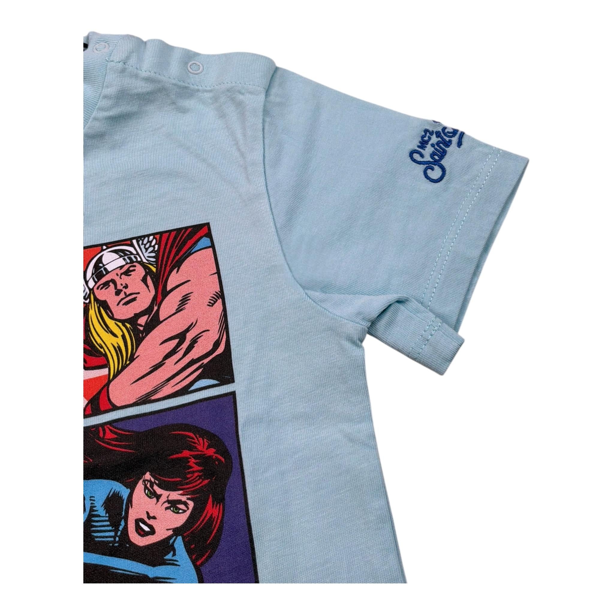Saint Barth T-Shirt Girocollo Tinta Unita con Stampa Marvel per Bambino TSH000103434 AZZURRO SAINT BARTH 
