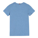 Tommy Hilfiger T-Shirt Girocollo Tinta Unita con Logo per Bambino KB0KB09362 AZZURRO TOMMY HILFIGER 