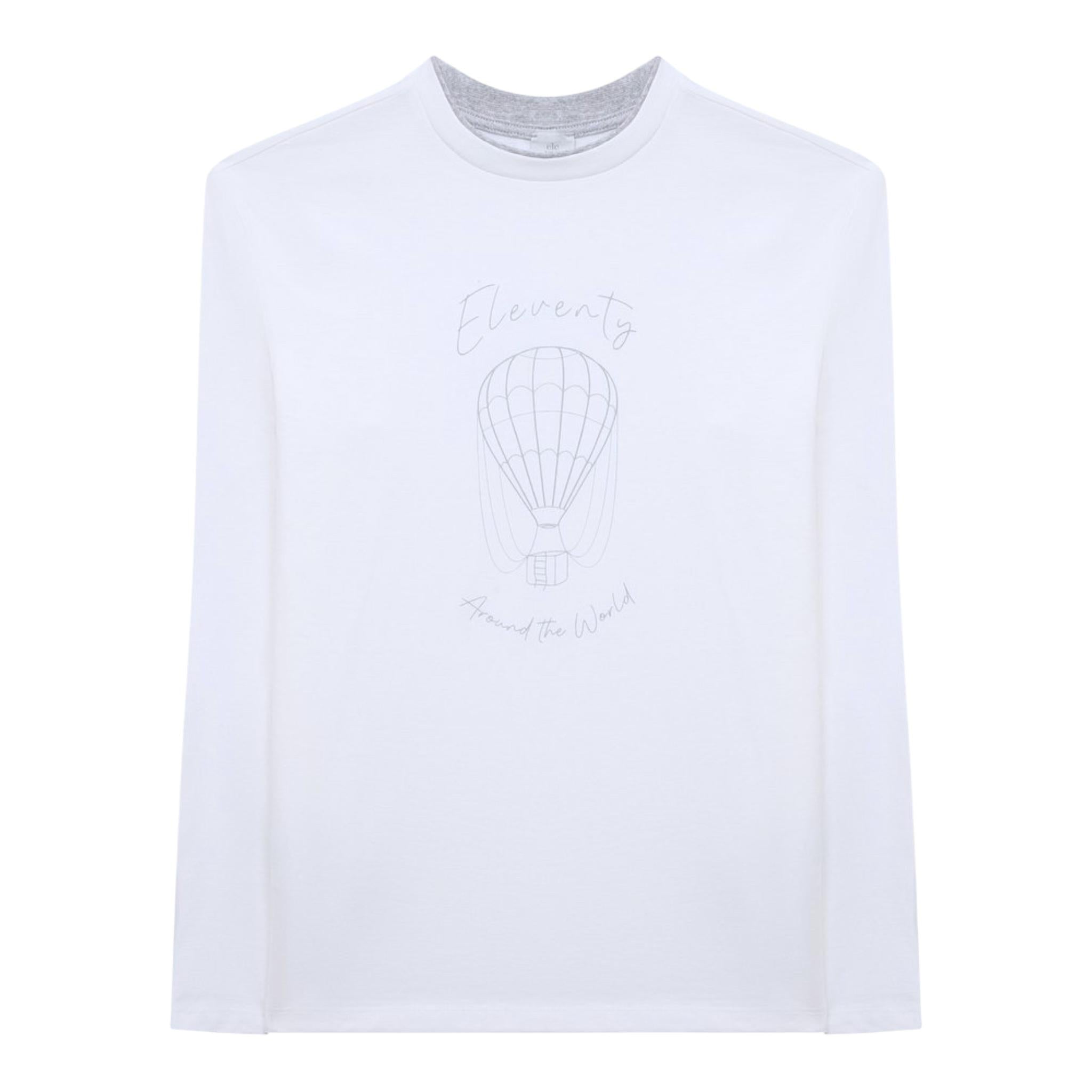 ELEVENTY shirt girocollo tinta unita con stampa Bianco per Bambino EV8P20 BIANCO ELEVENTY 