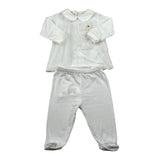 Le Bebe Completo 2 Pezzi Shirt-Ghettina Tinta Unita per Neonata LBF5594 BIANCO LE BEBE 