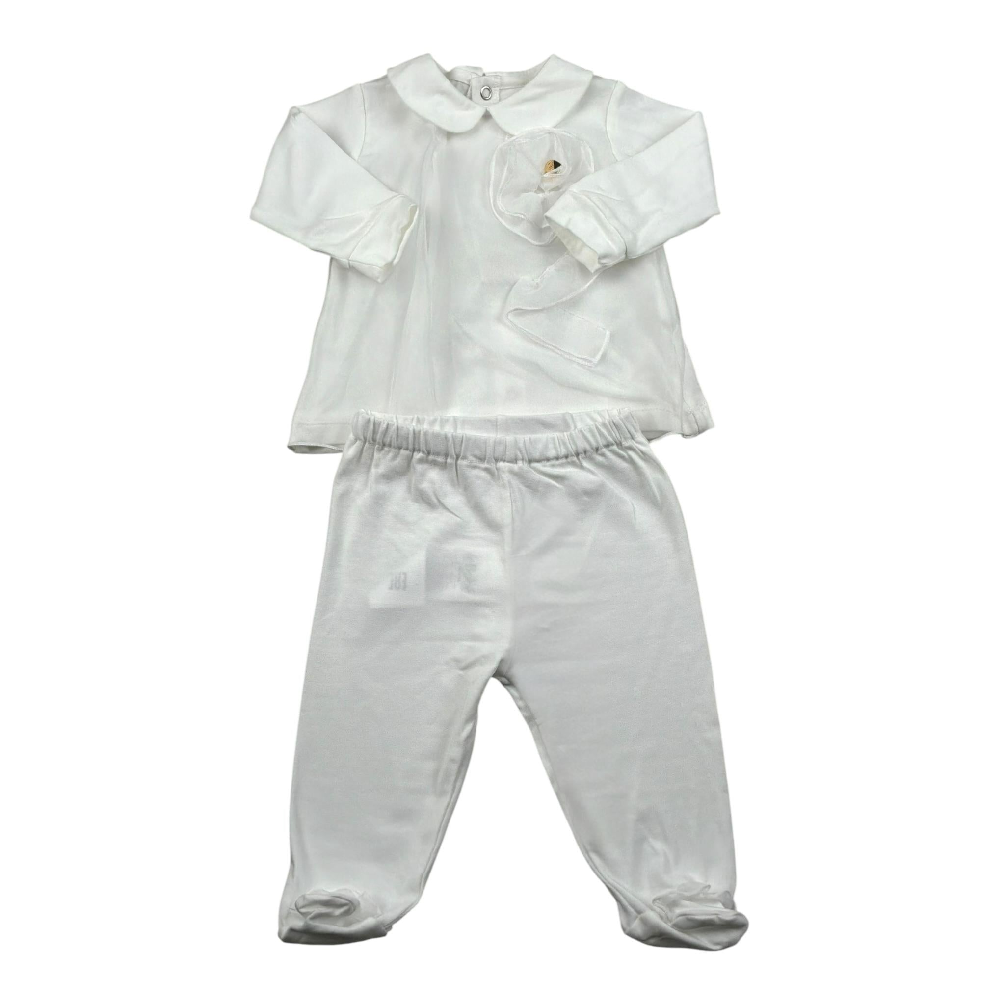 Le Bebe Completo 2 Pezzi Shirt-Ghettina Tinta Unita per Neonata LBF5594 BIANCO LE BEBE 