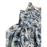 Nunzia Corinna Abito Giromanica tinta unita con Stampe Rose Blu per Bambina NJ2015961 BLU NUNZIA CORINNA 