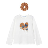 MAYORAL set shirt girocollo tinta unita con stampa-elastico per capelli Bianco per Bambina 4069 BIANCO MAYORAL 