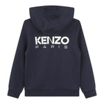 KENZO felpa chiusa con cappuccio tinta unita con fiore Blu per Bambina K25837 BLU KENZO 