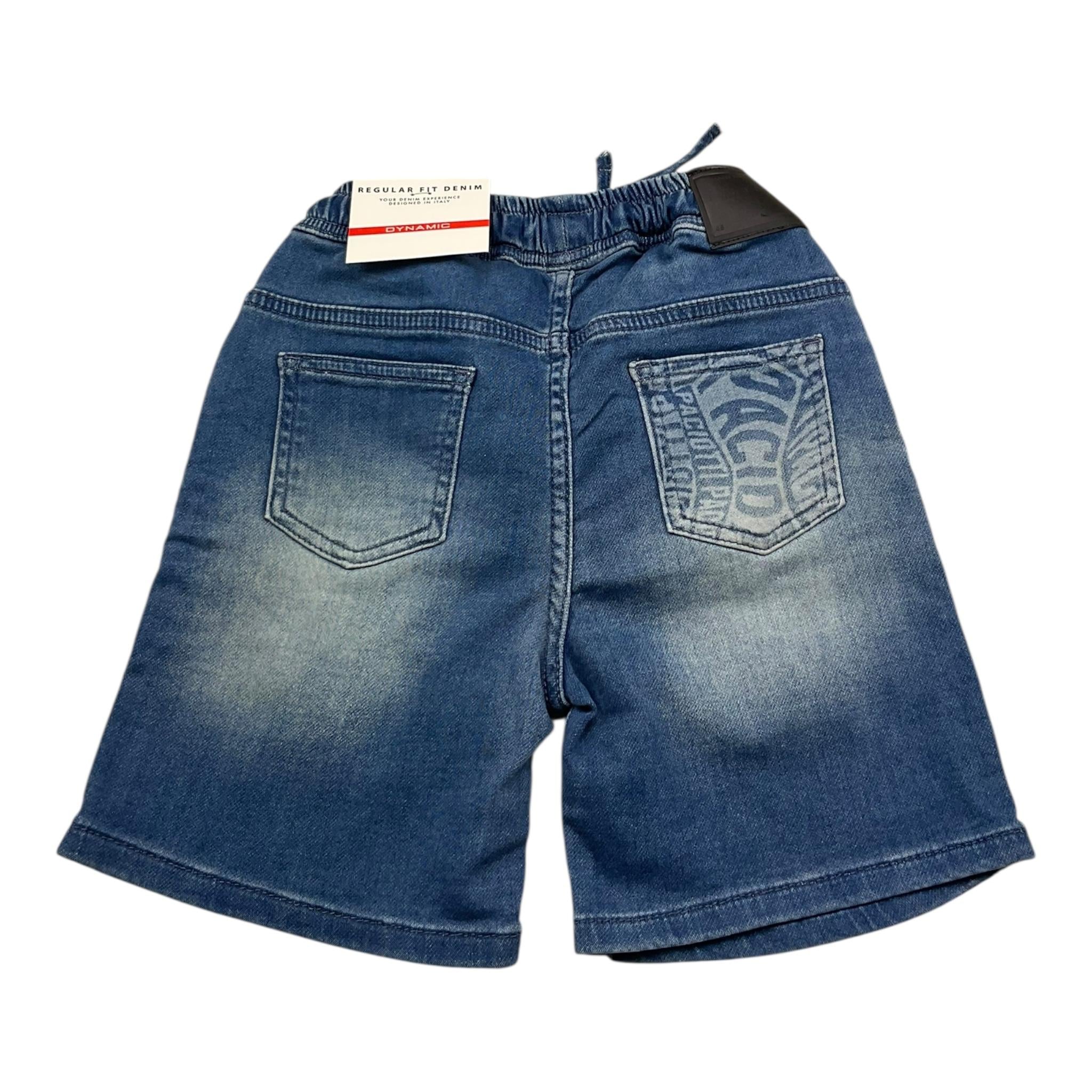 Cesare Paciotti Bermuda In Denim Tinta Unita con Elastico In Vita per Bambino BMP5101JX BLU CESARE PACIOTTI 