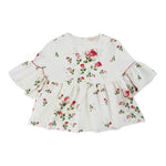 Monnalisa Camicia Manica Lunga Tinta Unita Stampe Rose per Bambina 717302 PANNA MONNALISA 