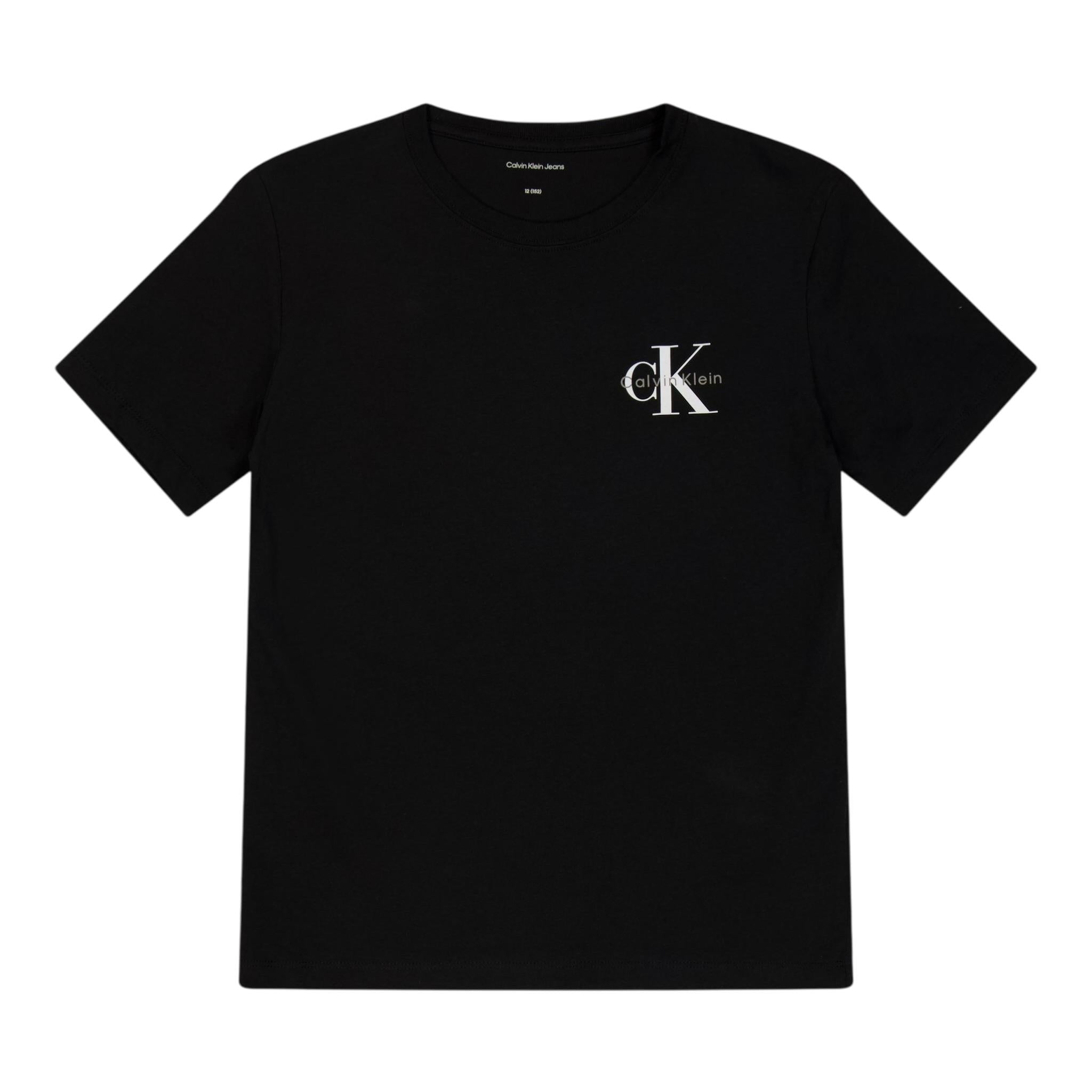 Calvin Klein T-Shirt Girocollo Tinta Unita con Logo per Bambino IU0IU00678X NERO CALVIN KLEIN 