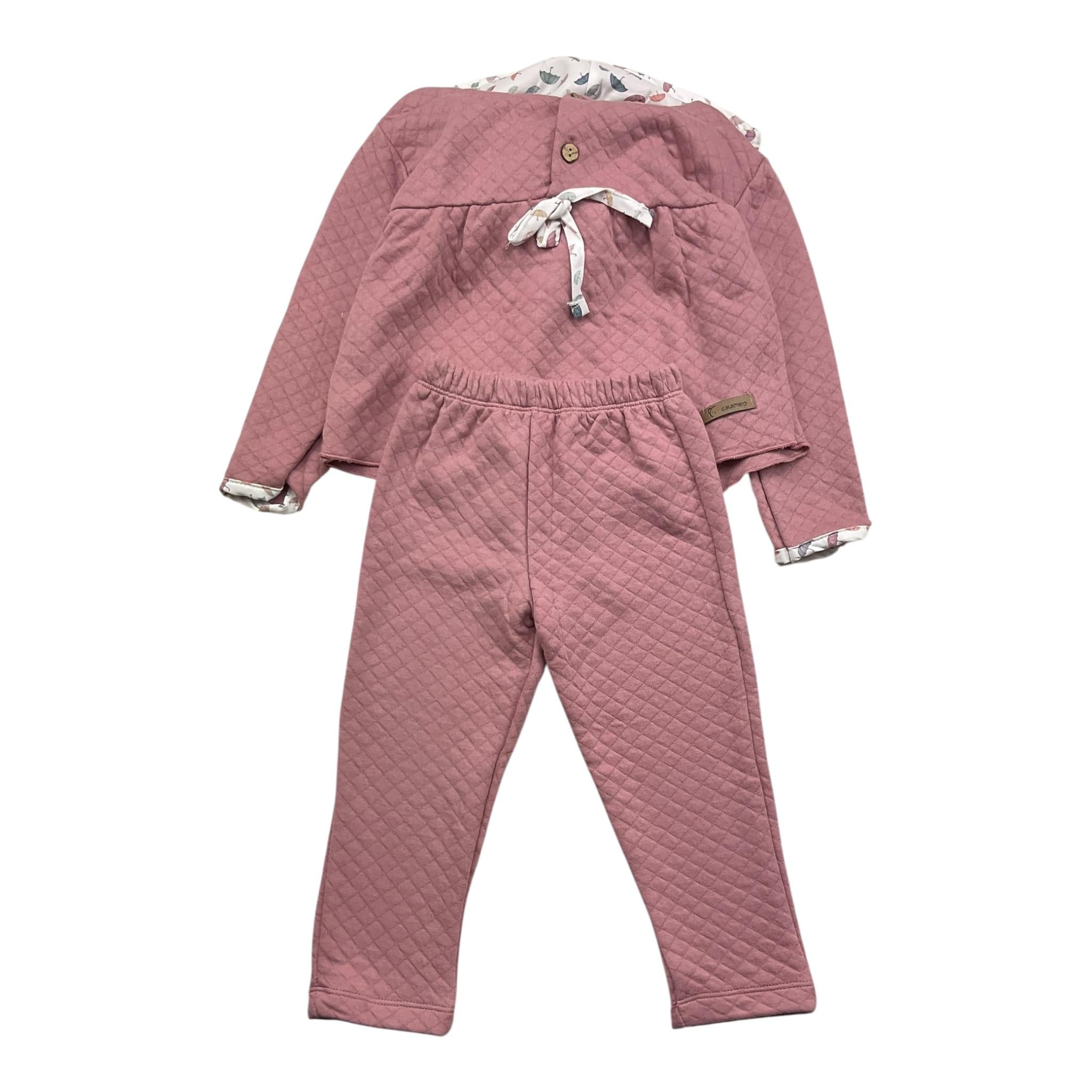 CALAMARO completo 2pz felpa-pantalone tinta unita con cappuccio Rosa per Neonata 11034 ROSA CALAMARO 