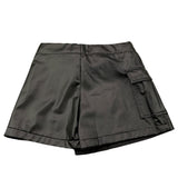 SARABANDA short in ecopelle tinta unita Nero per Bambina A240 NERO SARABANDA 