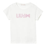 Liu Jo T-Shirt Girocollo Tinta Unita con Brillantini per Neonata KA5081NX BIANCO LIU JO 