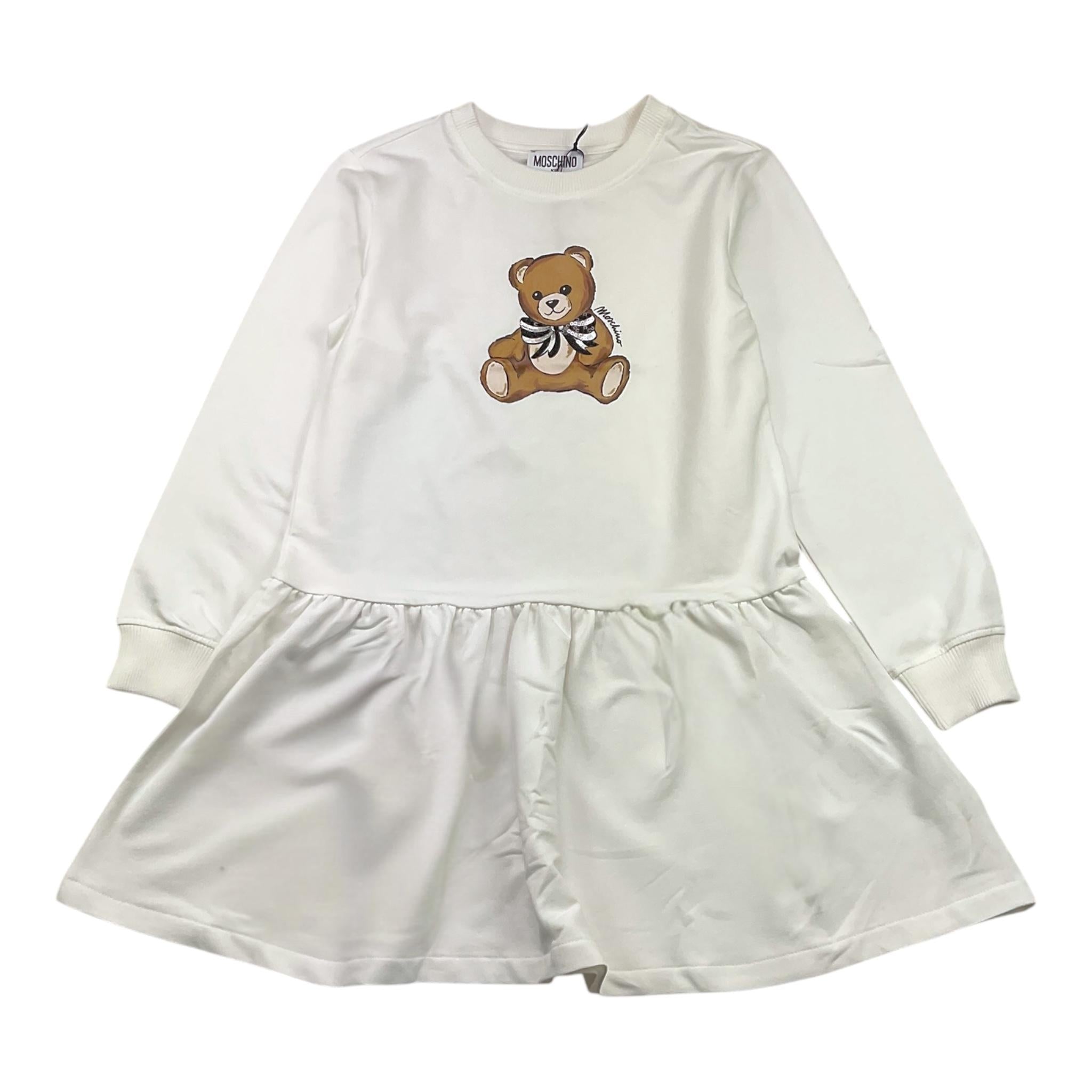 MOSCHINO abito girocollo tinta unita con stampa Bianco per Bambina HDV0H7 BIANCO MOSCHINO 