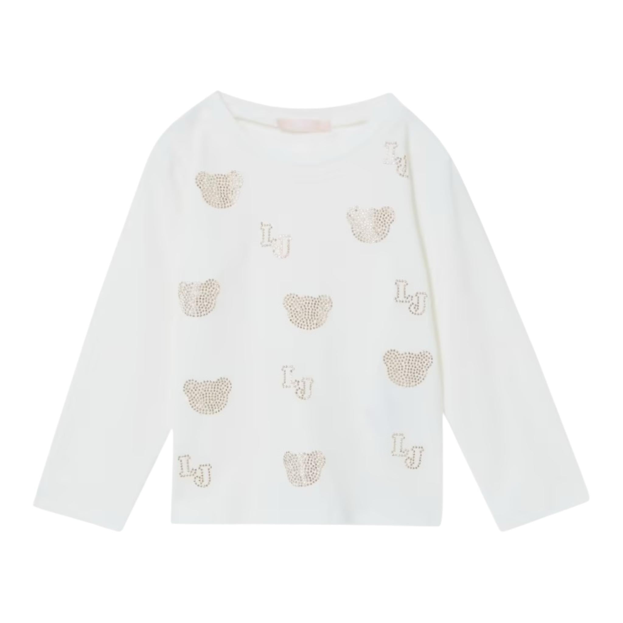 LIU JO shirt girocollo tinta unita con stampa brillantinata Panna per Neonata KF4065XX PANNA LIU JO 