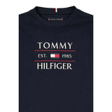 Tommy Hilfiger T-Shirt Girocollo Tinta Unita con Logo per Bambino KB0KB09538XX NERO TOMMY HILFIGER 