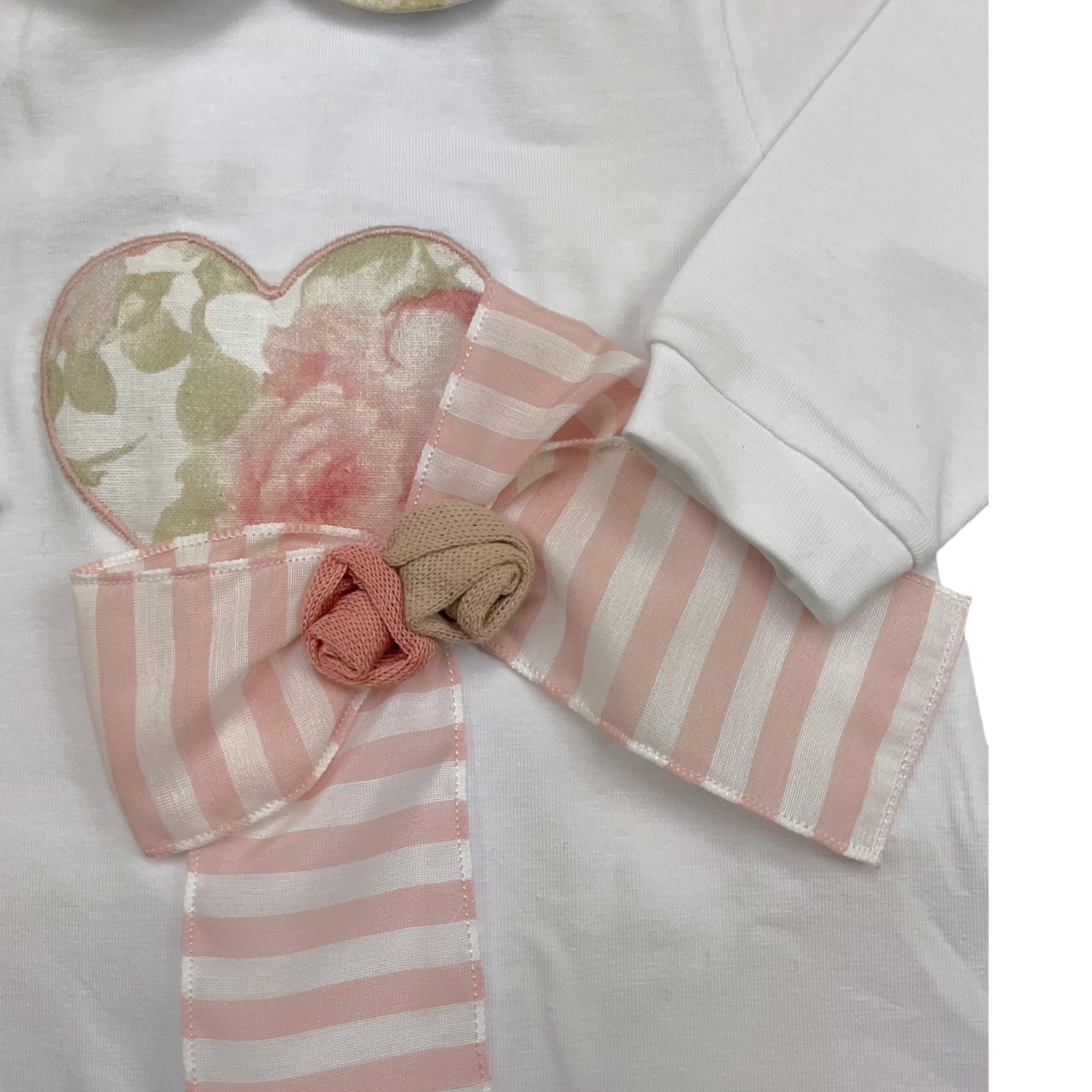 MARLU' tutina tinta unita con stampa e colletto Bianco per Neonata EP2914 BIANCO MARLU' 