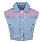 Billieblush Giubbino Smanicato In Denim con Paillettes per Bambina U21069 AZZURRO BillIEBLUSH 