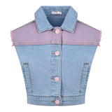 Billieblush Giubbino Smanicato In Denim con Paillettes per Bambina U21069 AZZURRO BillIEBLUSH 