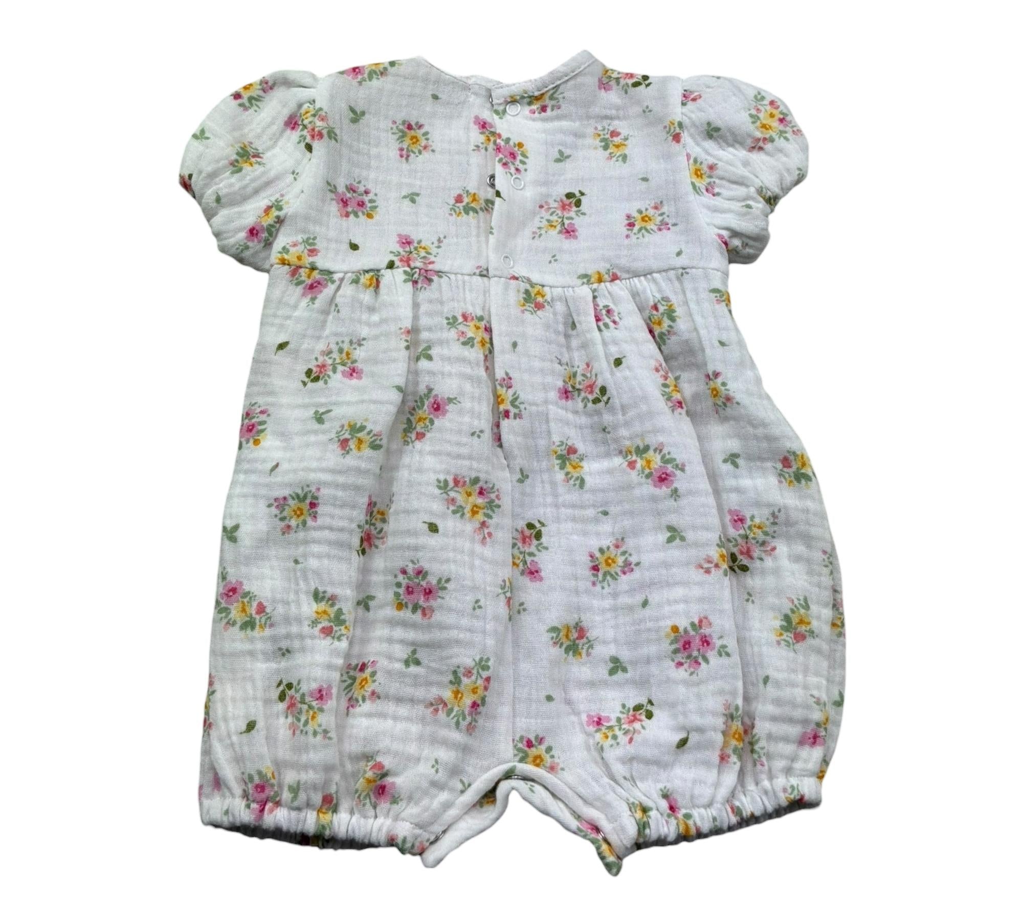 Le Bebe Pagliaccetto Mezza Manica Tinta Unita Fantasia Floreale per Neonata LBG6237 BIANCO LE BEBE 