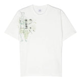 CP Company T-Shirt Einfarbig Rundhalsausschnitt Mit Print Weiß Für Jungen