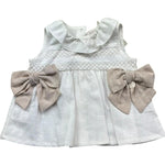 Le Bebe Camicia Giromanica Tinta Unita con Fiocco per Neonata LBG6380 BIANCO LE BEBE 
