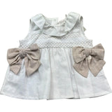 Le Bebe Camicia Giromanica Tinta Unita con Fiocco per Neonata LBG6380 BIANCO LE BEBE 