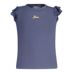 Guess Canotta Girocollo con Maniche In Tulle Tinta Unita con Stampa per Neonata K4GI20K6YW1 BLU GUESS 