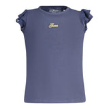 Guess Canotta Girocollo con Maniche In Tulle Tinta Unita con Stampa per Neonata K4GI20K6YW1 BLU GUESS 