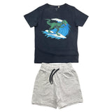 Name.It Komplett 2-teiliges T-Shirt-Bermuda Zweifarbig Blau/Grau für Jungen