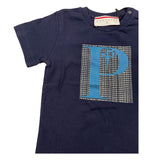 Cesare Paciotti T-Shirt einfarbig mit blauem Logo für Neugeborene