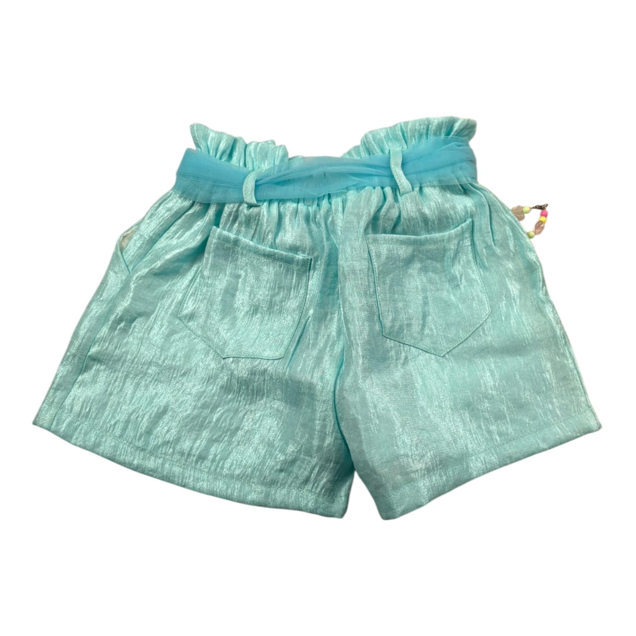 Miss Grant Short tinta unita con Cintura Azzurro per Bambina MG1324J AZZURRO MISS GRANT 