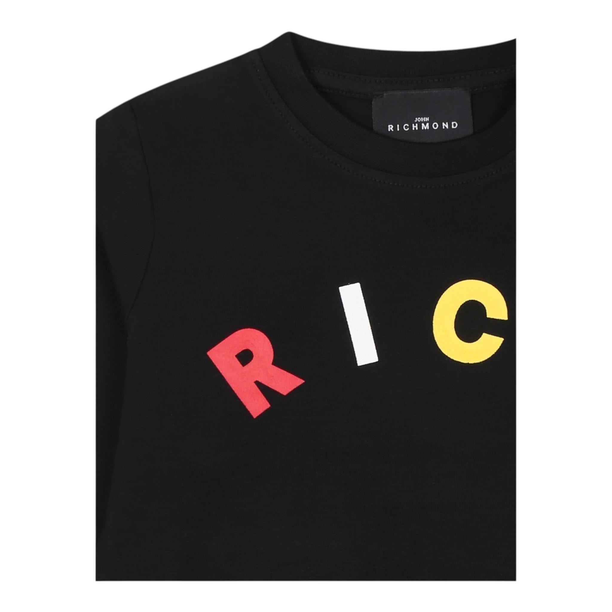 John Richmond Shirt Girocollo Tinta Unita con Stampa per Neonato RIA240066TS NERO JOHN RICHMOND 