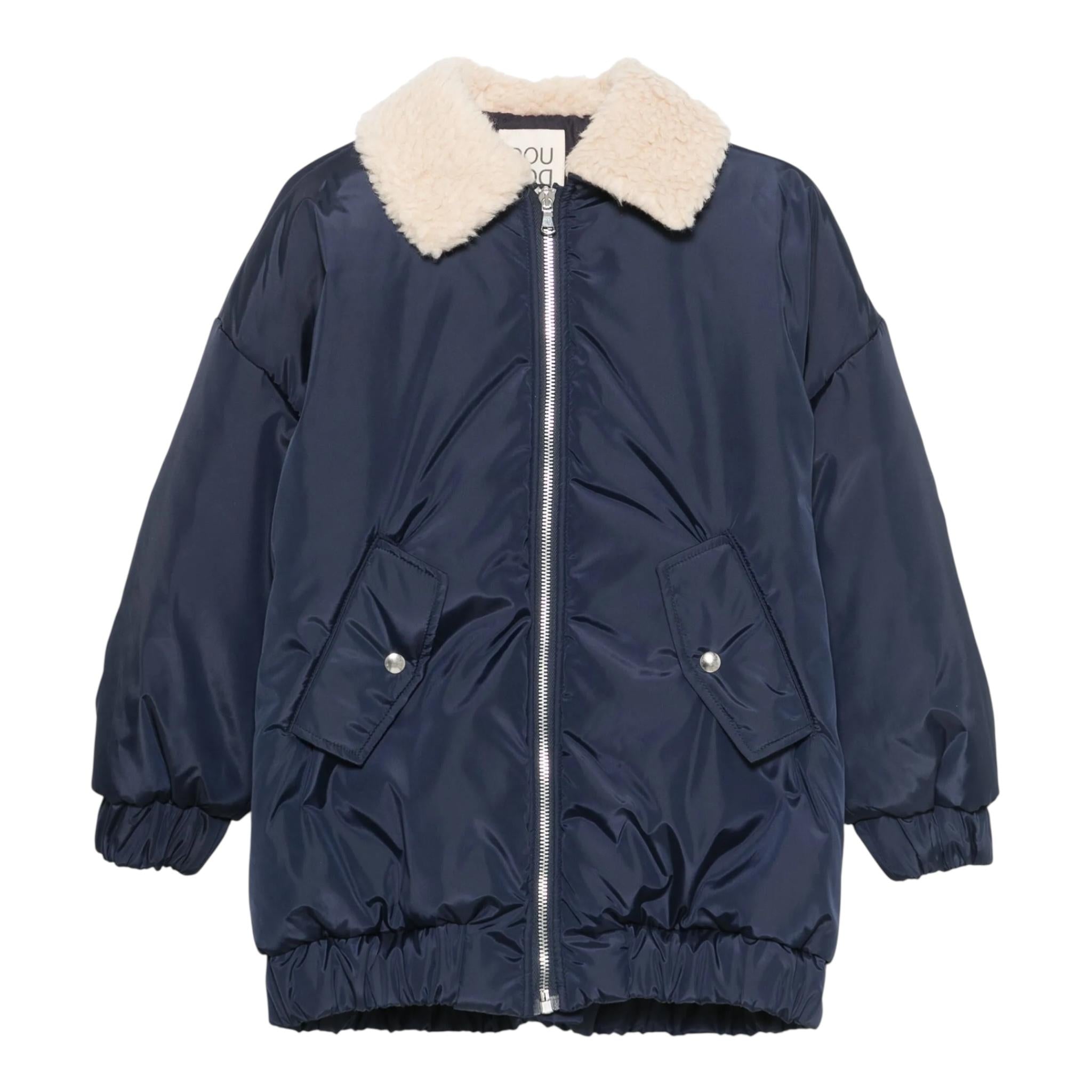 DOU DOU giubbino tinta unita con zip e pelliccia Blu per Bambino DV2P60X BLU DOU DOU 