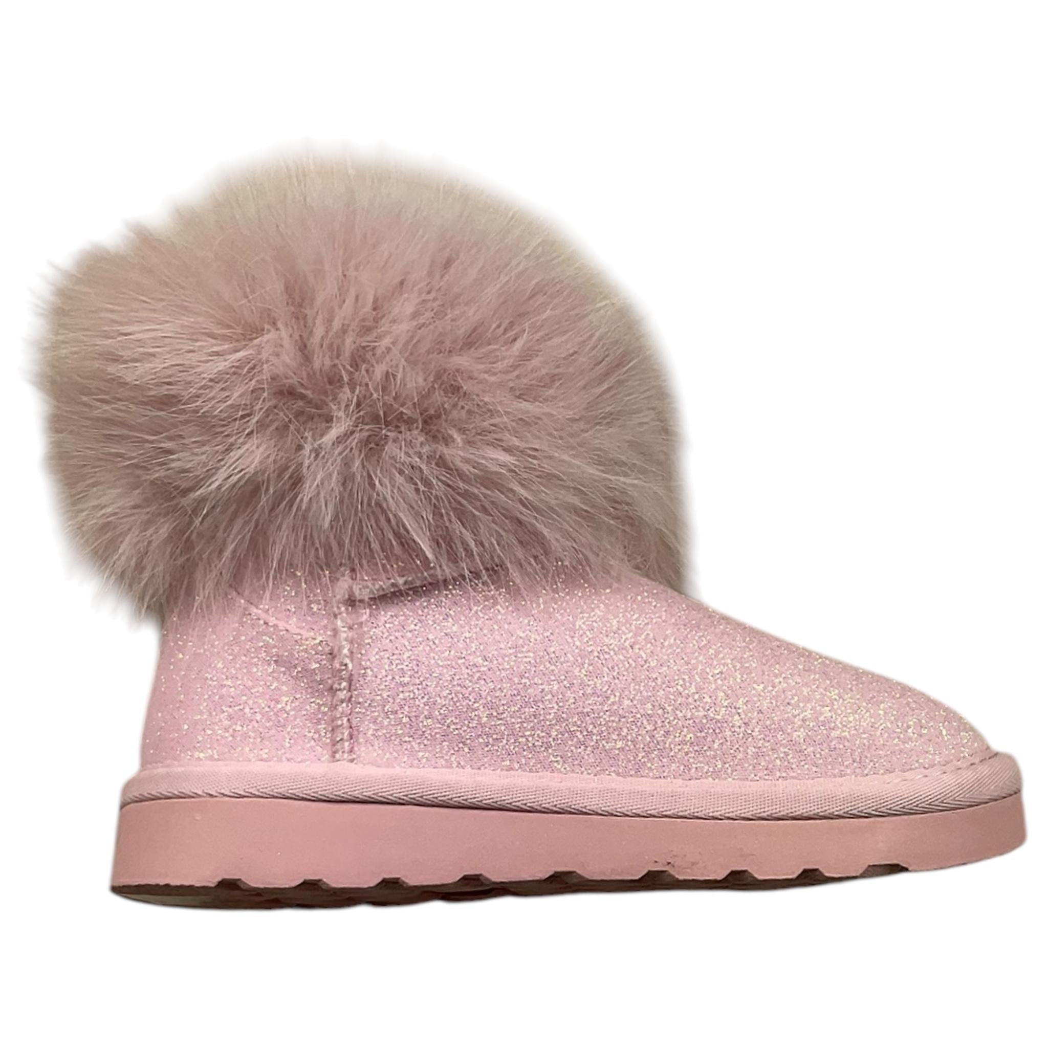 MONNALISA stivaletti bassi tinta unita glitterati con pelliccia Rosa per Bambina 83D001 ROSA MONNALISA 