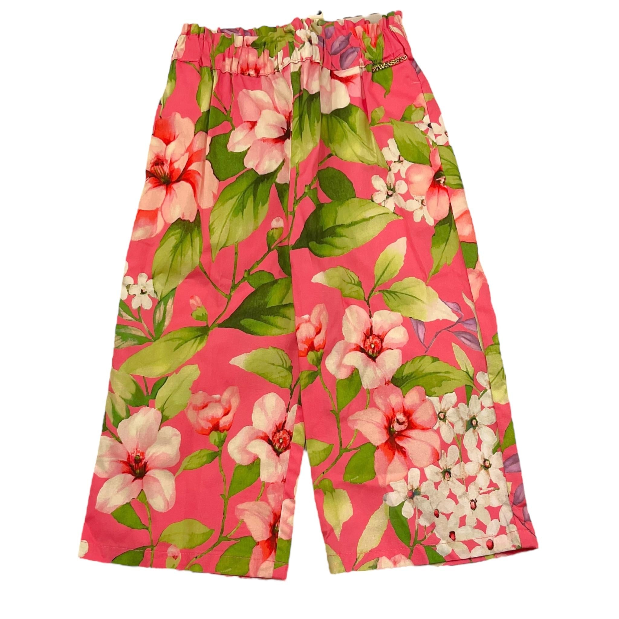 Twinset Pantalone Tinta Unita con Fantasia Fiori per Bambina 231GJ2144 FUXIA TWINSET 