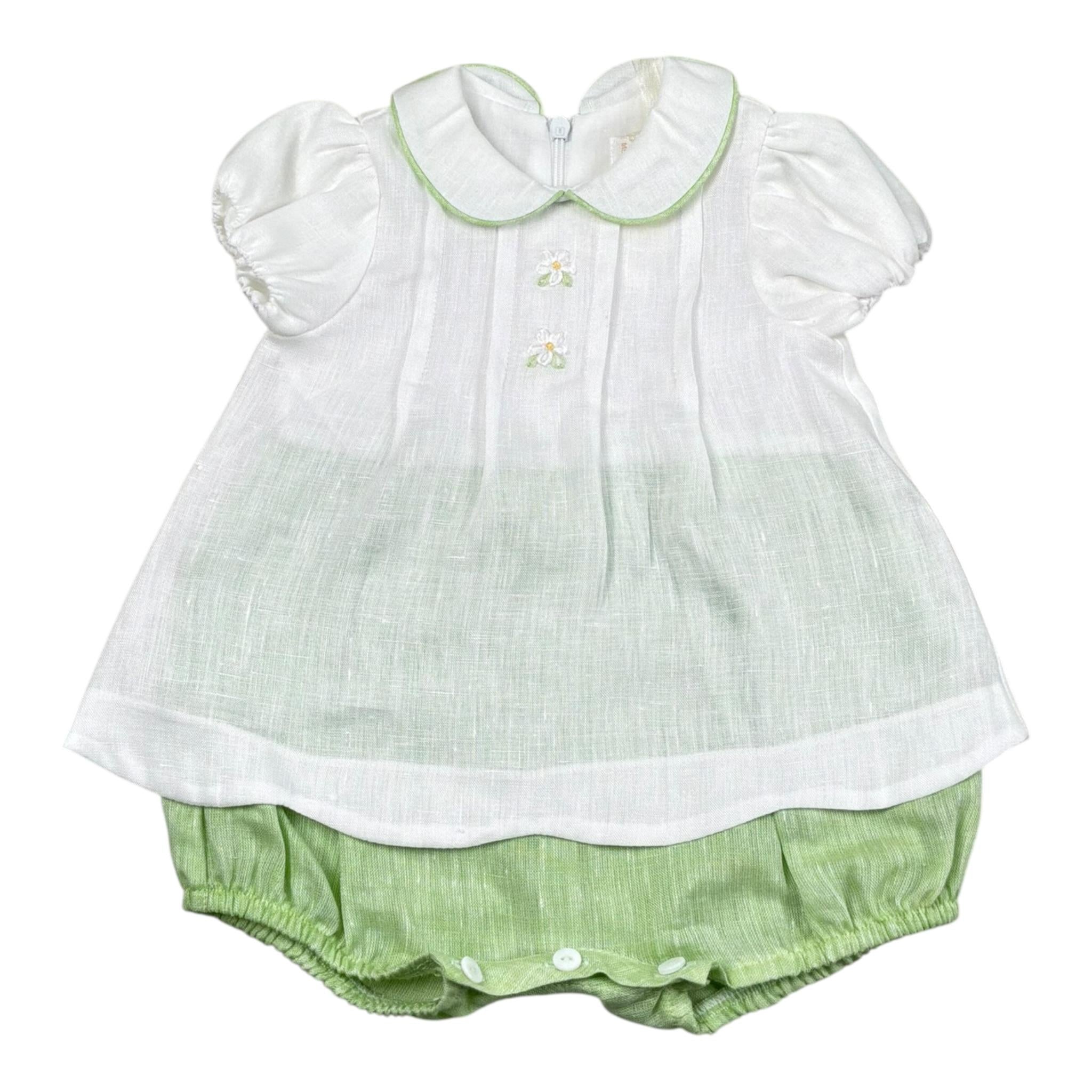 Bimbalo' Pagliaccetto Bicolore con Colletto per Neonata 7568 BIANCO/VERDE BIMBALO' 