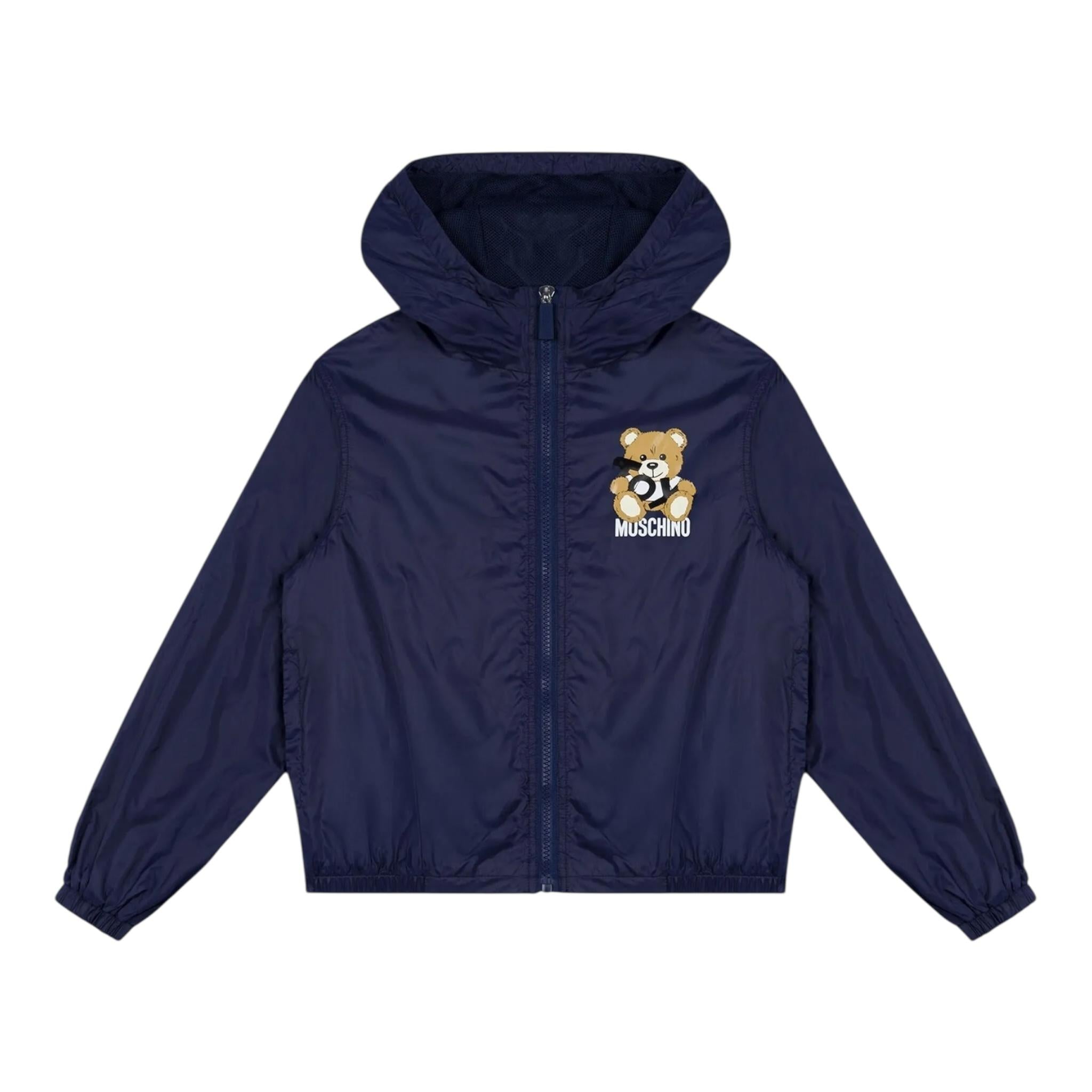 Moschino Giubbino Tinta Unita con Zip E Cappuccio per Bambino HMS04G BLU MOSCHINO 