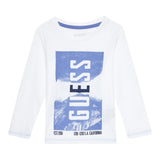 GUESS shirt girocollo tinta unita con stampa in contrasto Bianco per Bambino N4BI14I3Z14 BIANCO GUESS 