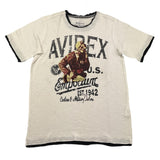 Avirex C&amp;Mt Rundhals-T-Shirt einfarbig mit Kontrastdruck weiß für Kinder