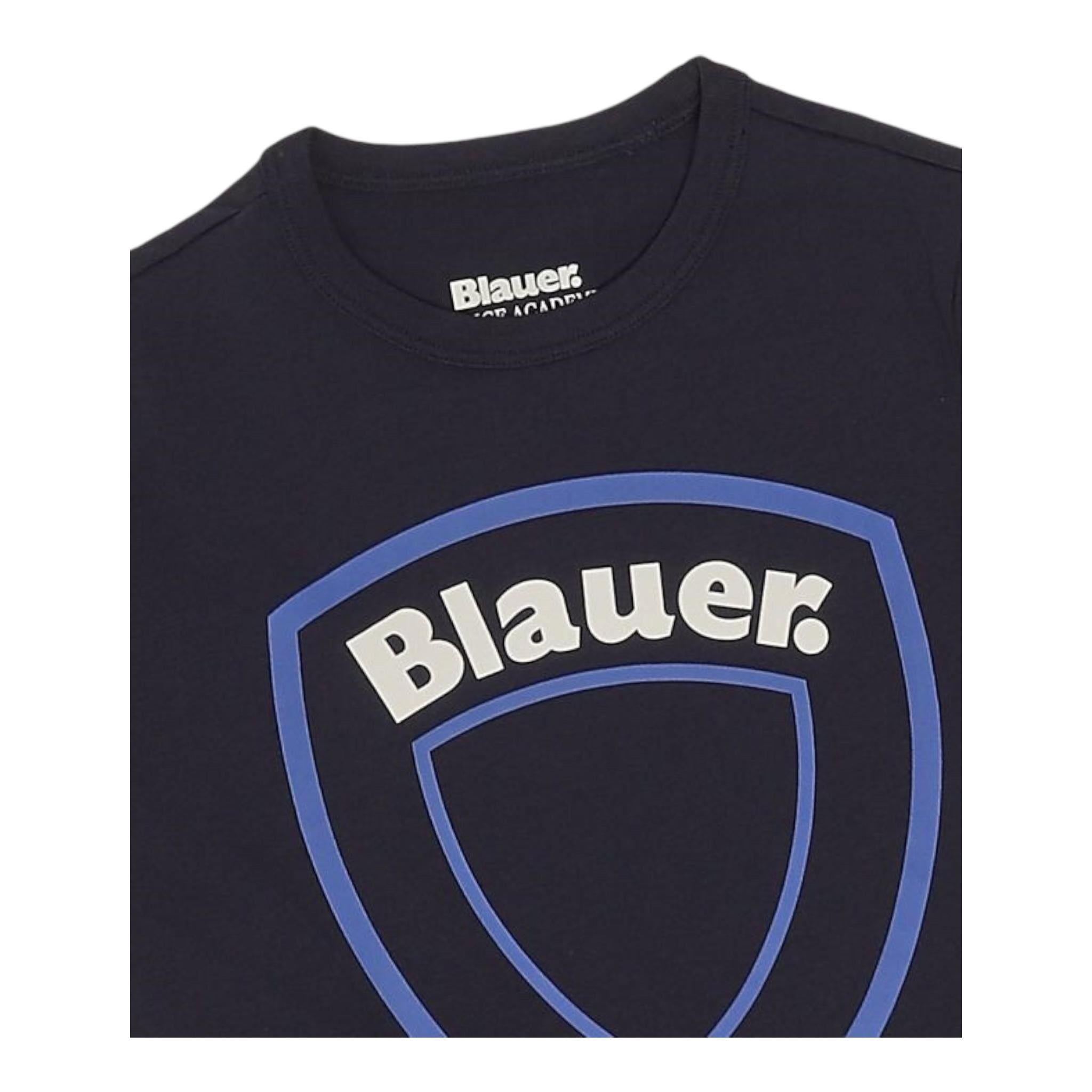 Blauer T-Shirt Giricollo Tinta Unita con Stampa per Neonato 24SBLKH02508N BLU BLAUER 