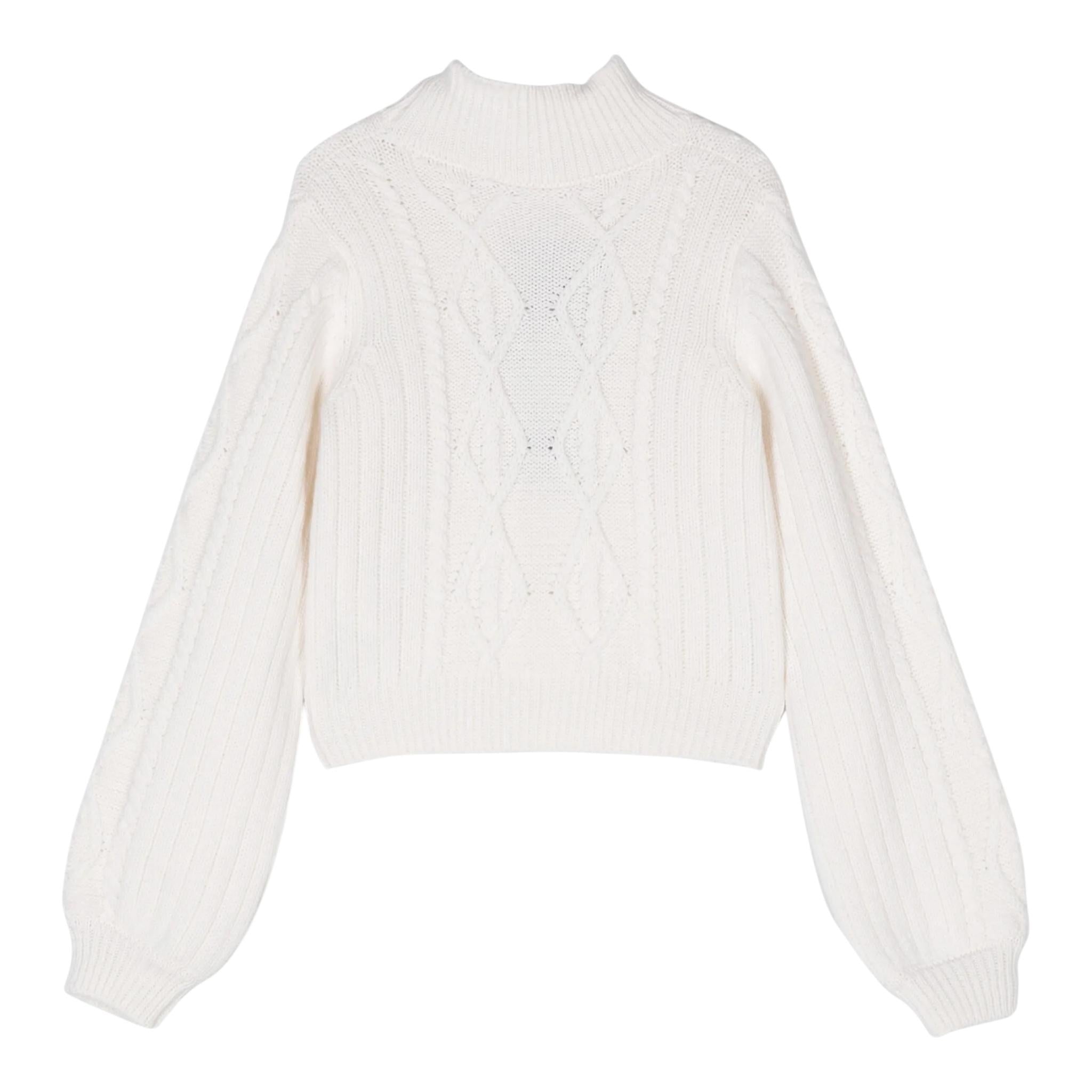 ELISABETTA FRANCHI maglia tinta unita collo alto con logo Panna per Bambina EGMA030J PANNA ELISABETTA FRANCHI 