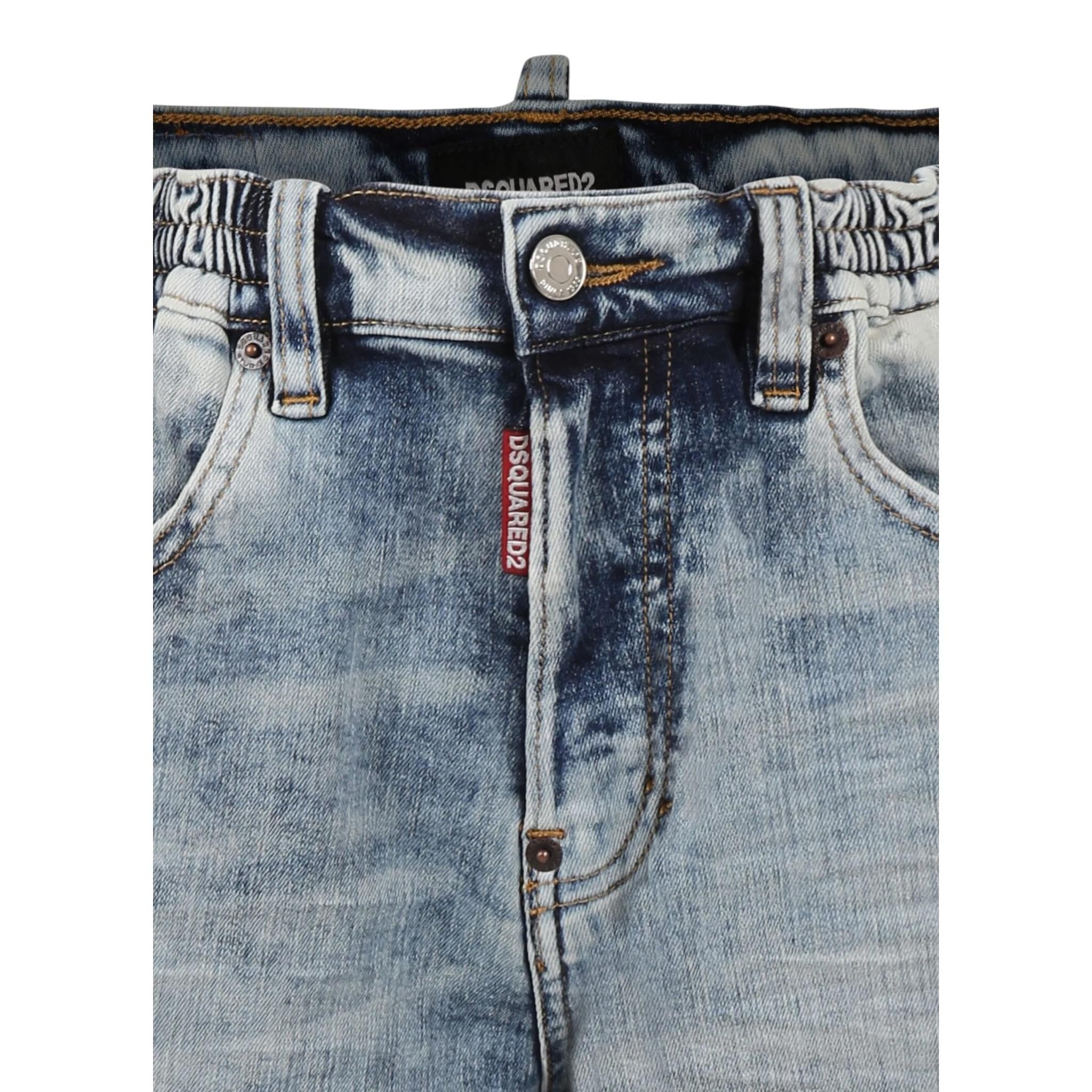 Dsquared2 Bermuda In Denim tinta unita Azzurro per Bambino DQ2828X AZZURRO DSQUARED2 