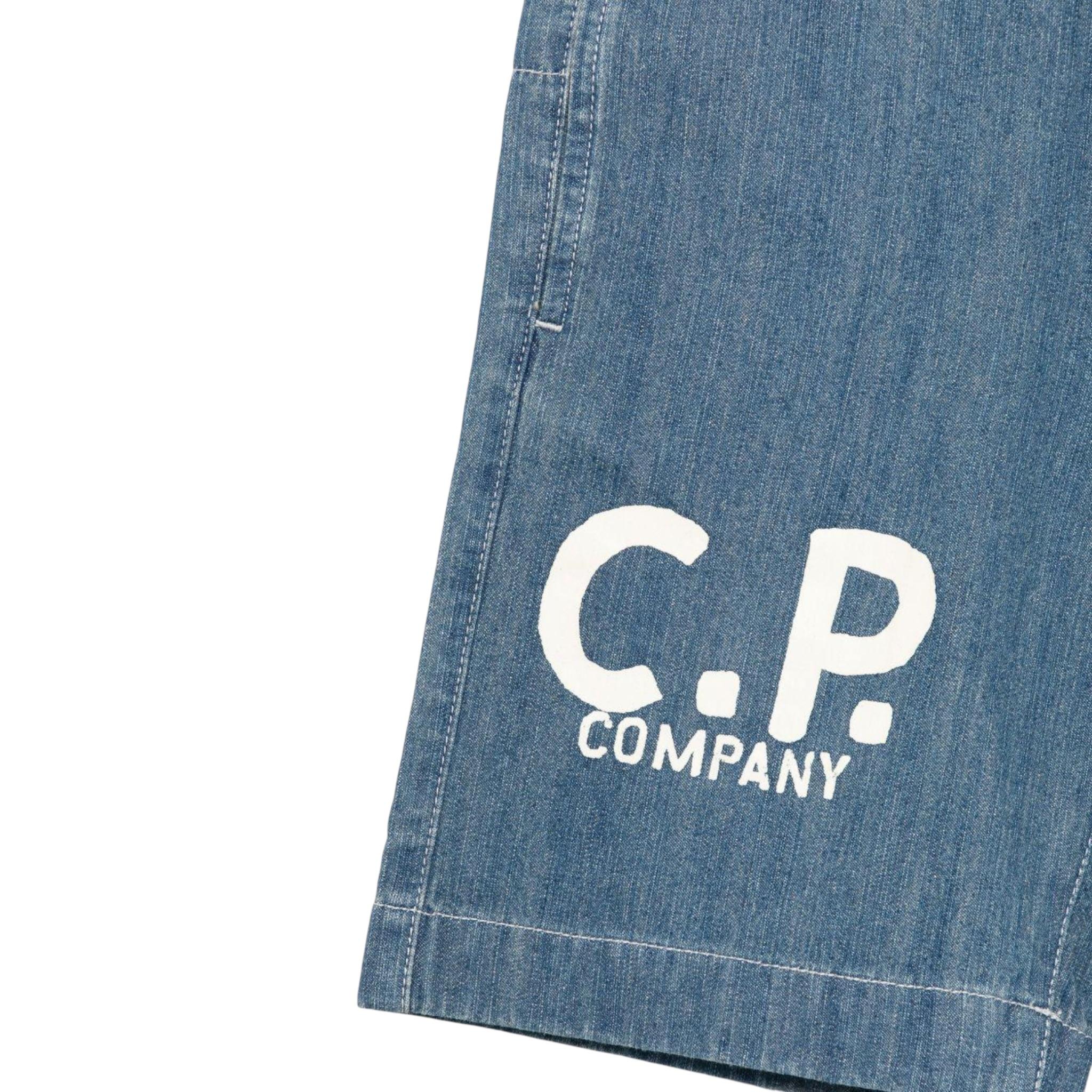 C.P. Company Bermuda tinta unita In Denim Blu per Bambino CUQ00AXX BLU C.P. COMPANY 