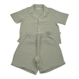 Teddy E Minou Completo 2 Pezzi Camicia-Bermuda Tinta Unita per Neonato E25CP075C6041 VERDE TEDDY E MINOU 