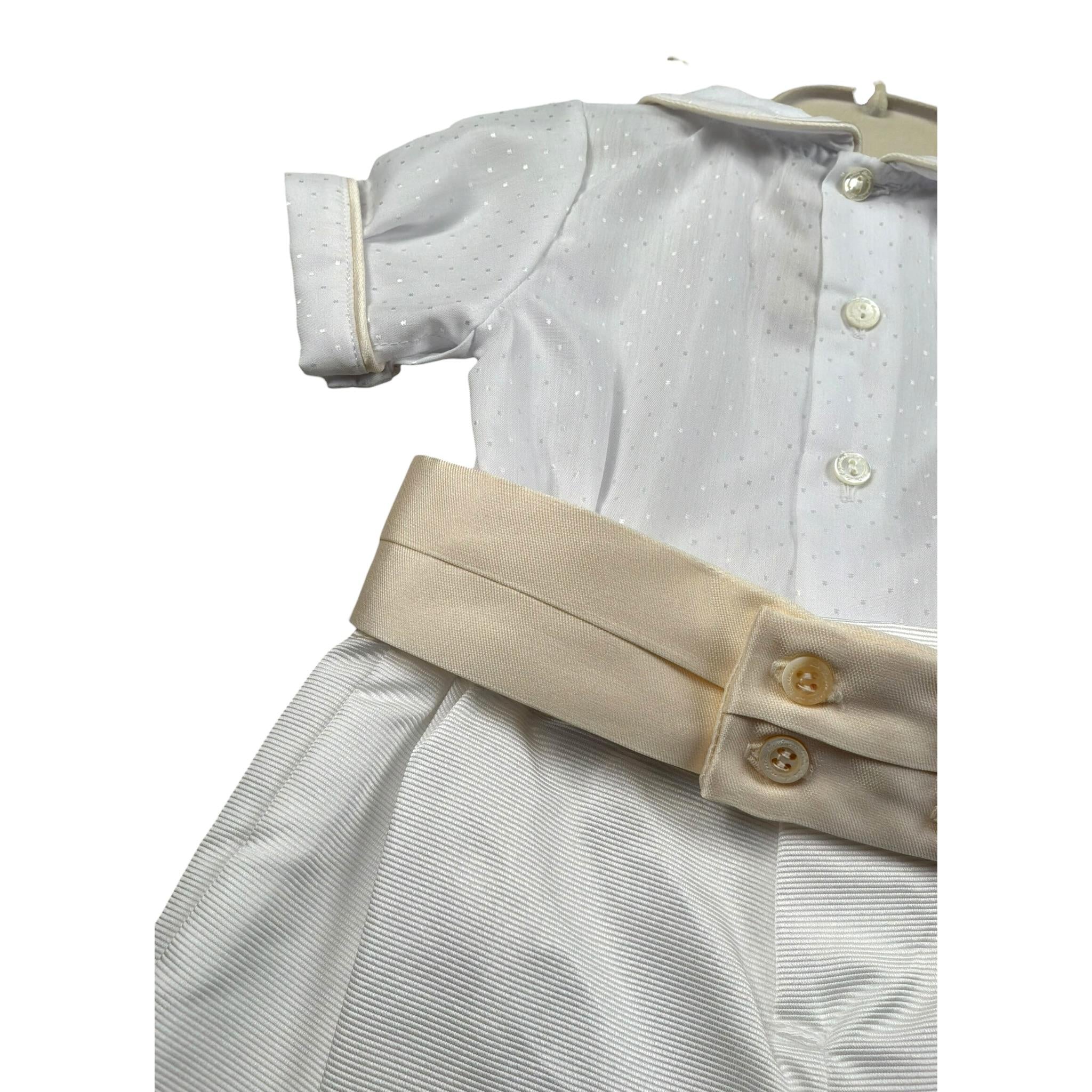 La Stupenderia Pagliaccetto Tinta Unita con Fantasia A Righe per Neonato CBPG53X BIANCO LA STUPENDERIA 