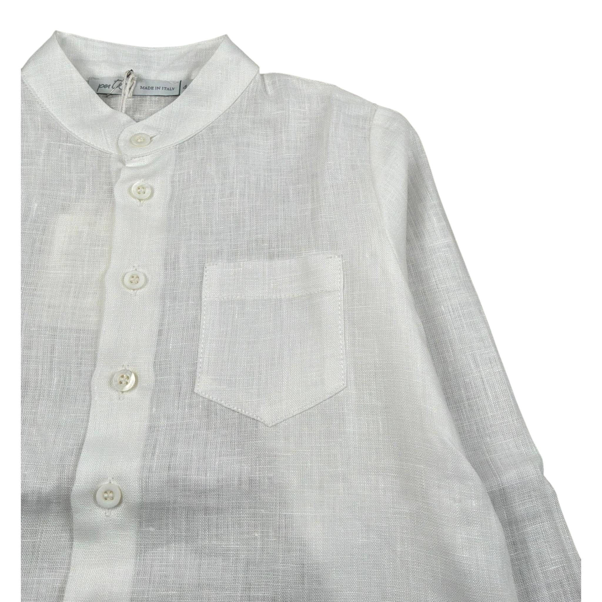 Per Te Camicia Manica Lunga tinta unita Collo Coreano Panna per Bambina 33874 PANNA PER TE 