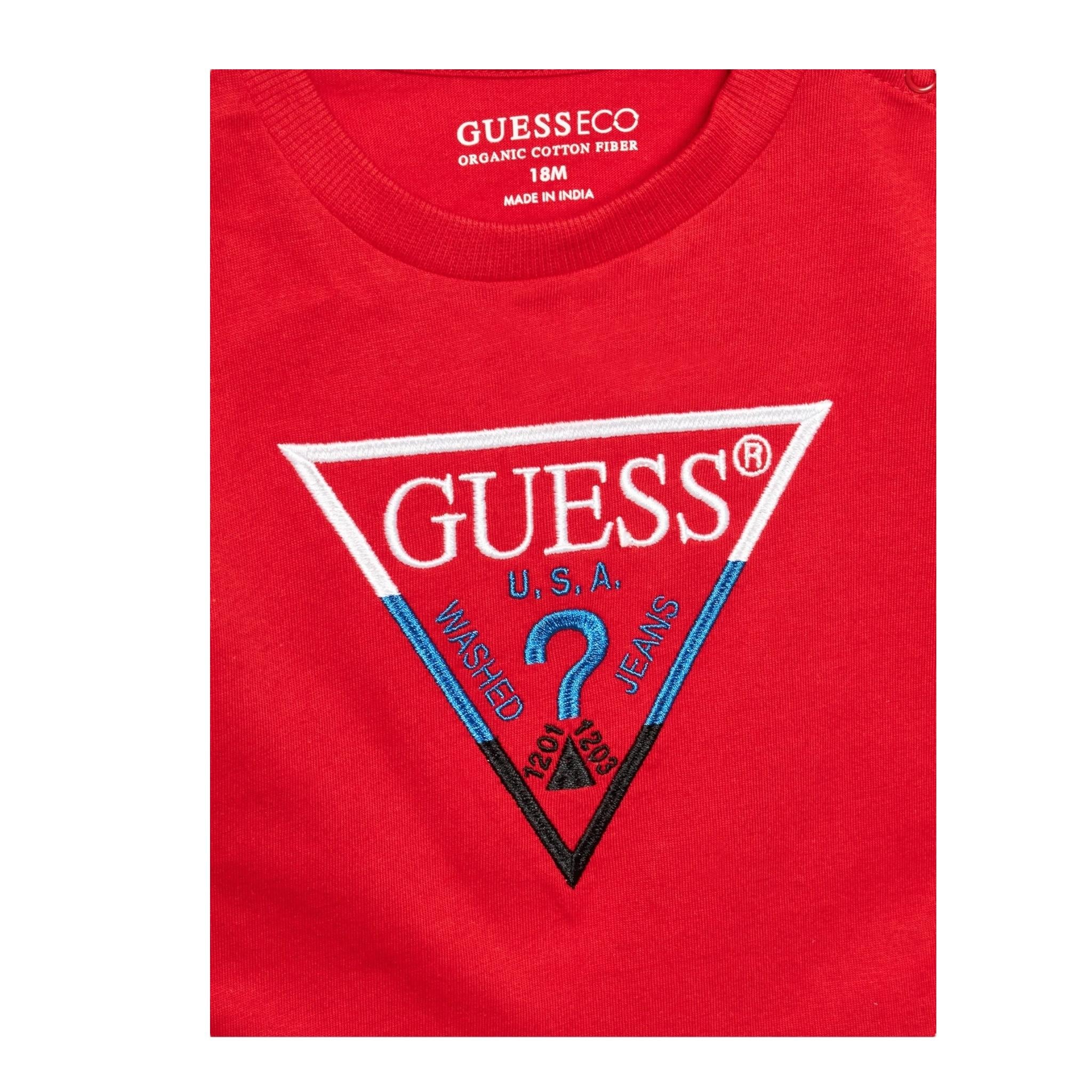 GUESS shirt girocollo tinta unita ocn logo Rosso per Neonato N4YI36K8HM4NX ROSSO GUESS 