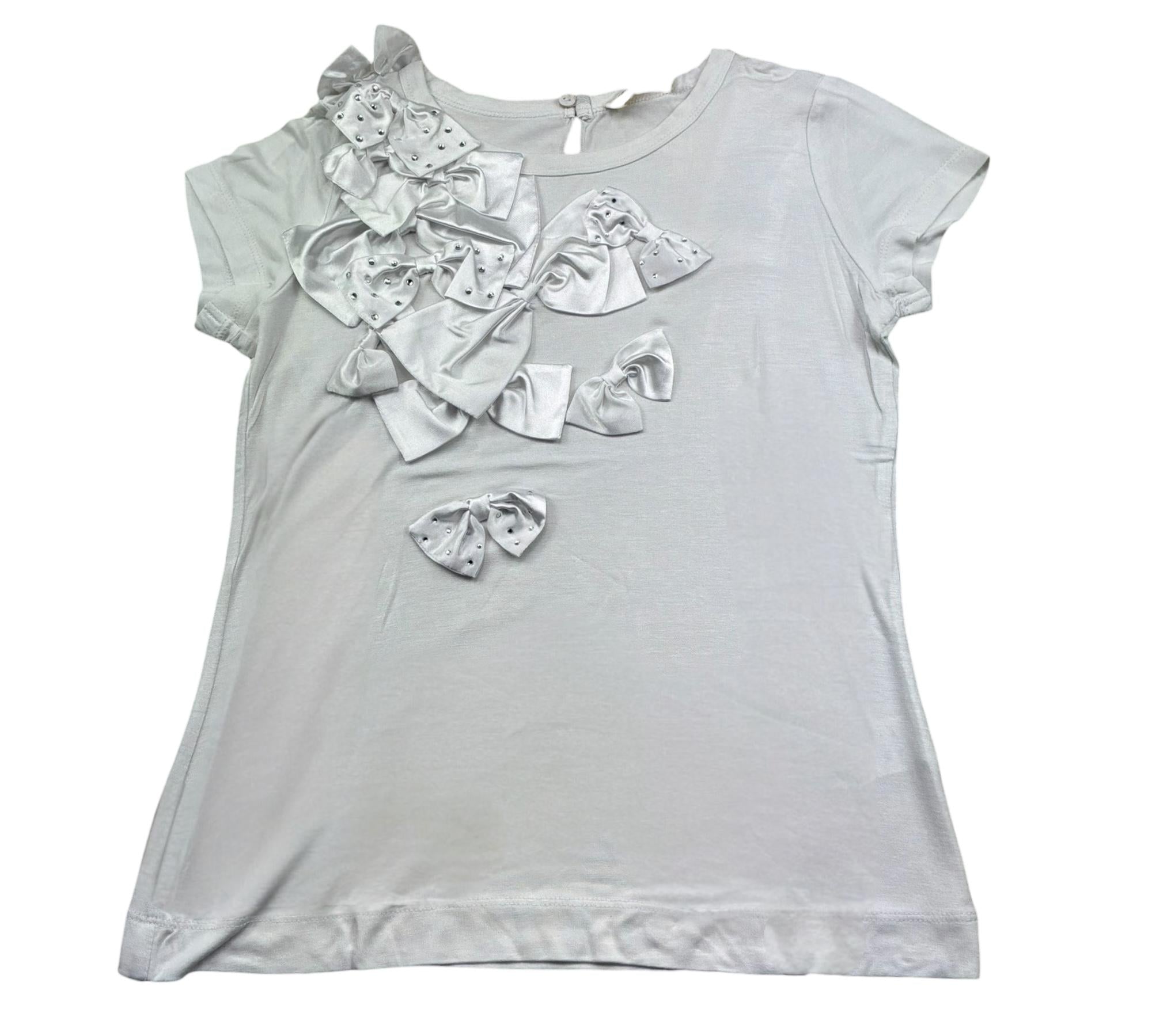 Monnalisa T-Shirt Girocollo Tinta Unita con Fiocchi per Bambina 797614F6 BIANCO MONNALISA 