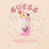 Guess T-Shirt Gircollo Tinta Unita con Stampa per Neonata K5GI02K6YW4X ROSA GUESS 