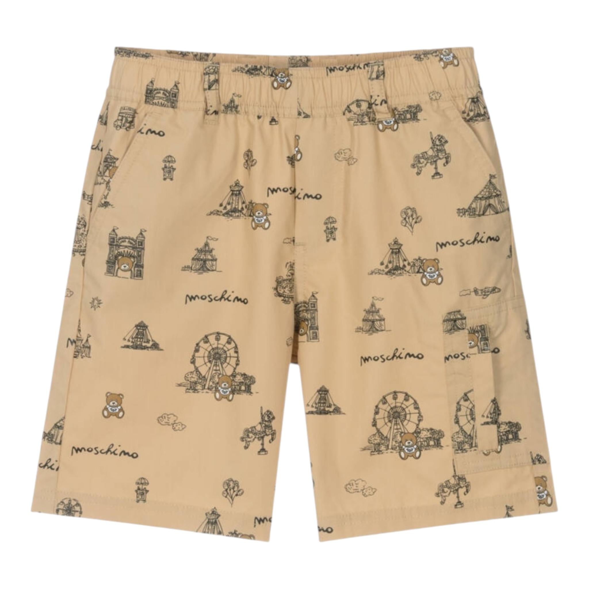 Moschino Bermuda Tinta Unita con Stampa per Bambino HUQ024 BEIGE MOSCHINO 